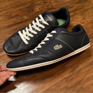 Lacoste Nivolor Leather Sneakers Navy Men’s Size 13 US Lace-Up Shoes Green Croc